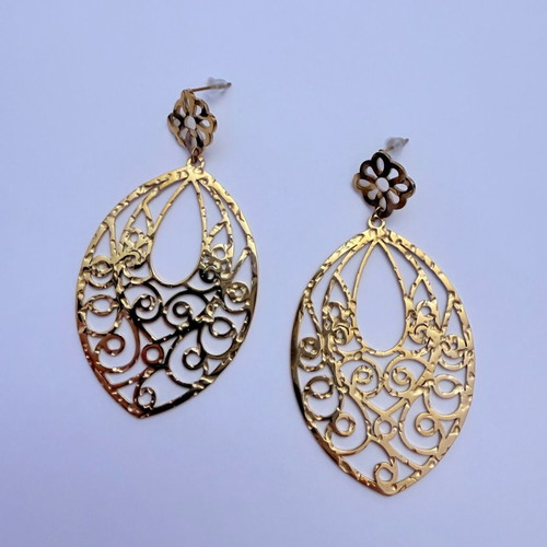 Bizermani gold-plated hammered earrings new