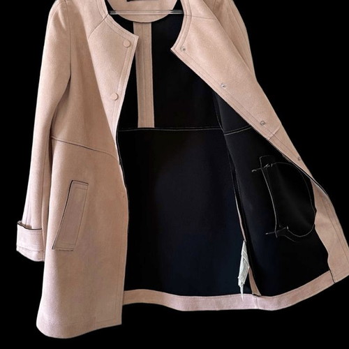 Zara baby pink faux suede coat new, size Large