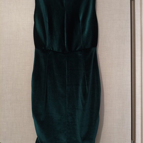 Handmade velvet mini dress emerald green S/M new