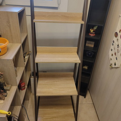 Furniture set used including ladder bookshelf, coffee table, office chair, shoe rack