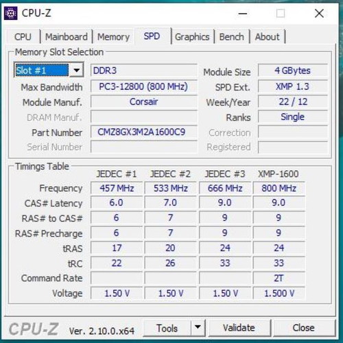 Corsair Vengeance DDR3 8GB (2x4GB) 1600 MHz used RAM