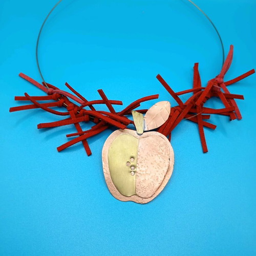 Handmade necklace new from copper and brass apple-shaped