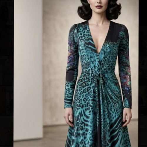 Silk Dress like new, colorful blue, size M
