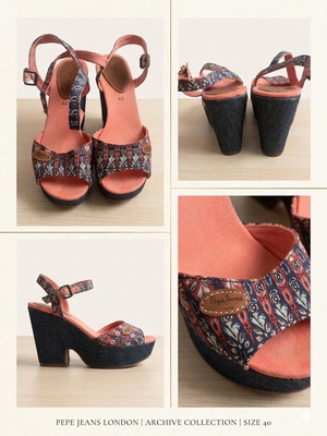 Pepe Jeans platform sandals size 40 like new, blue