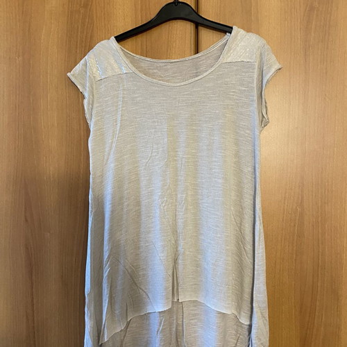 Asymmetric blouse with sequins, one size, beige
