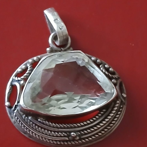 Silver pendant 925 with white natural crystal like new