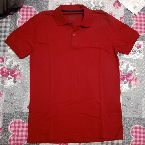 Jack & Jones men's burgundy red polo shirt, medium