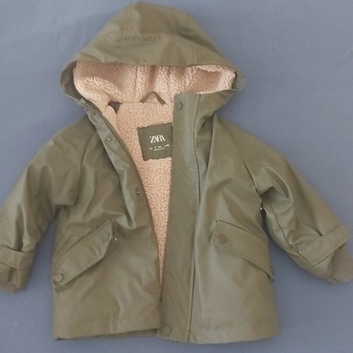 Zara children's waterproof and windproof jacket used, green, size 92 cm