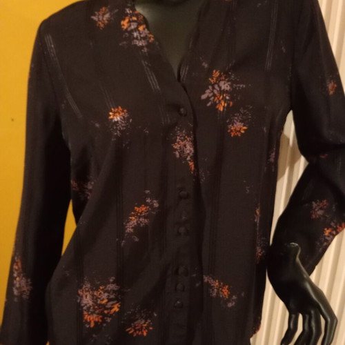 Oysho Oversized Floral Blouse 100% Viscose New, Dark Purple