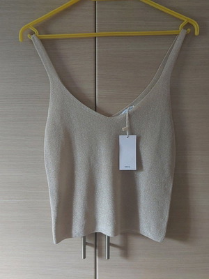 MNG Gold Knit Crop Top Size Small New