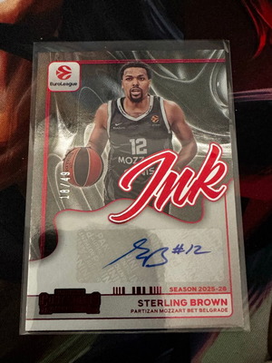 2025-26 Panini EuroLeague Contenders Sterling Brown Ink Red Autograph card /49