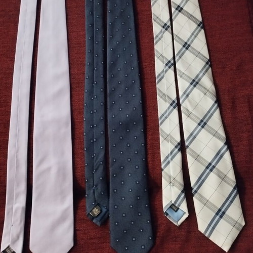 Manetti men's ties set of 3 like new, lilac, dark blue, plaid