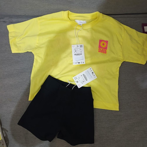 Σετ t-shirt και σορτσάκι Zara καινούριο, μέγεθος 8-9 ετών, κίτρινο και μαύρο