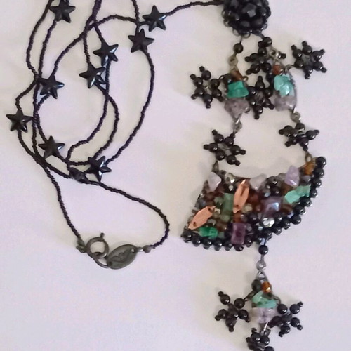 Vintage Emporio Armani energy necklace with precious and semi-precious stones and beads