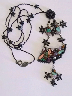 Vintage Emporio Armani energy necklace with precious and semi-precious stones and beads