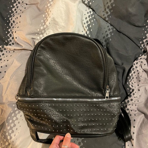 Backpack black with studs and leather effect like new