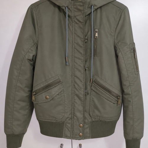 Khaki bomber jacket with fur, like new, size XL