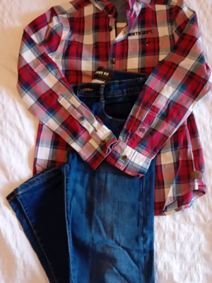 Checked shirt set H&M and Zara jeans for 9 years, like new