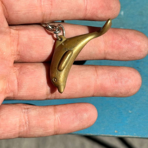 Vintage Dolphin Keychain made of Brass used