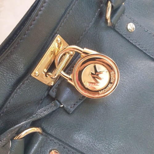 Michael Kors leather bag, cypress green with gold details