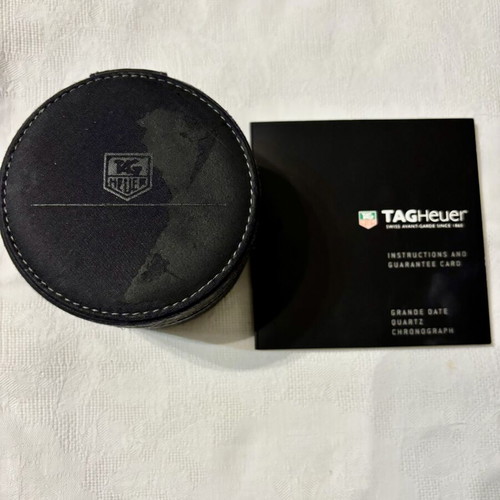 Tag Heuer watch case like new, suede leather with velvet lining and manual