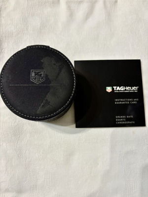 Tag Heuer watch case like new, suede leather with velvet lining and manual