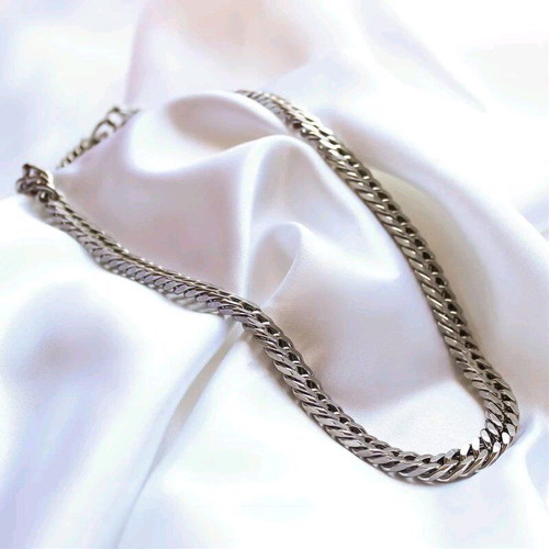 Stainless Steel Curb Chain Necklace 50 cm new, silver