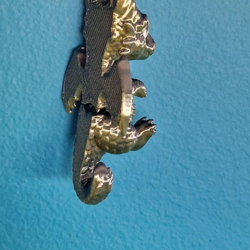 Flexi Baby Dragon 3D Printed Keychain PLA Silk Green Black