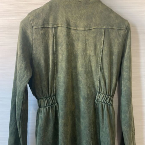 Women's jacket with elastic waist like new, faded dark green-khaki