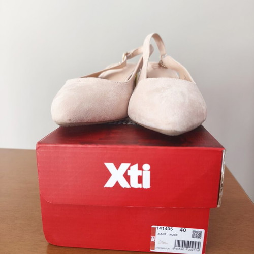 Xti Slingback shoes like new, nude with metallic heel, size 40