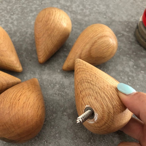 Wooden wall hooks pack of 6 used, teardrop shape