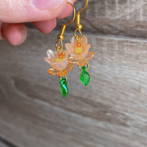 Handmade orange earrings inspired by Barbie Fairytopia