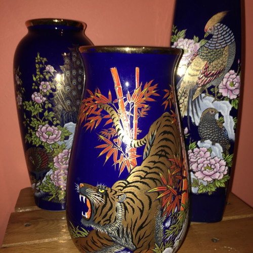 Porcelain vase set from Japan used, 3 pieces