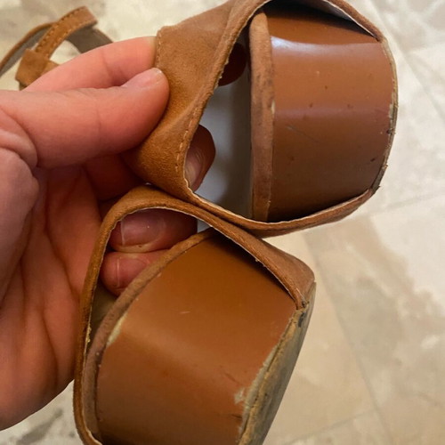 Brown platform sandals used, size 39, 3cm wedge, 13cm heel