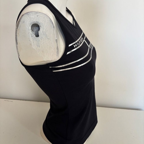Tommy Hilfiger Sport Top sleeveless black silver logo small used