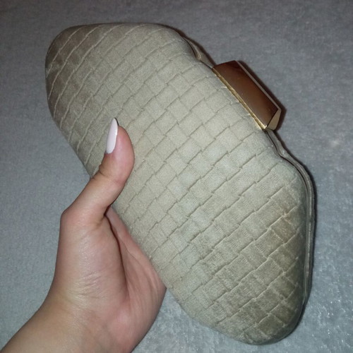 Clutch bag new, beige and gold