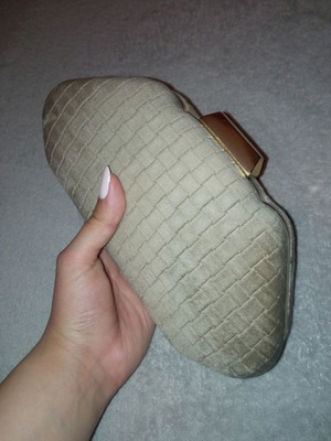 Clutch bag new, beige and gold