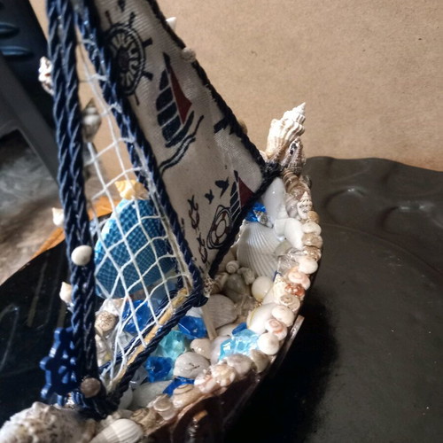 Handmade ship like new with shells and Saint Nicholas icon
