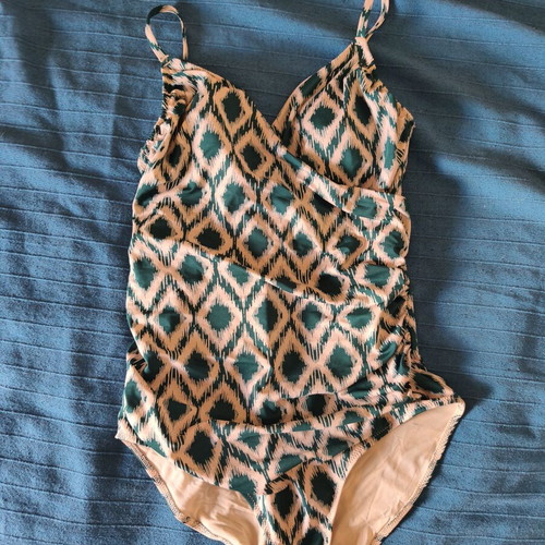 H&M kimono style swimsuit size M like new beige green