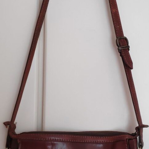 The Bridge shoulder bag used, cognac leather, spacious with three compartments