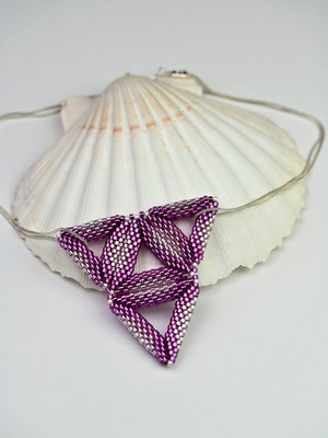 Necklace purple triangles custom made with high-quality glass beads