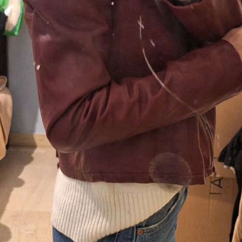 Real leather crimson jacket size L like new