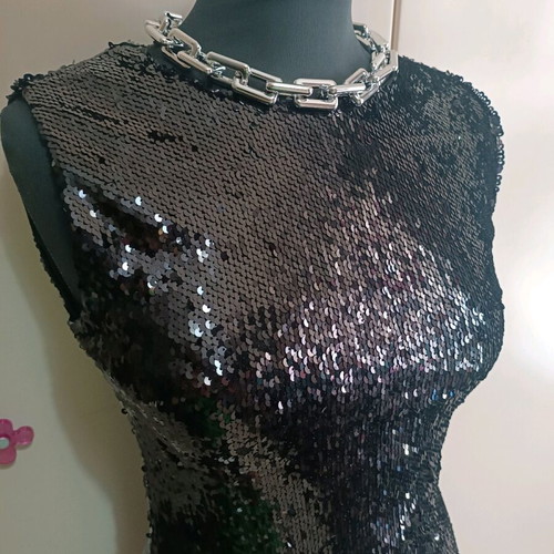 Sequin dress new, fitted, black, size S