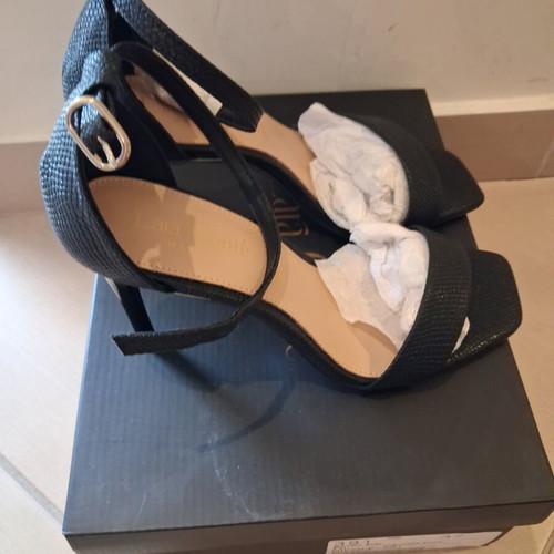 Lara Conte Madrid leather sandals new, black, heel height 8 cm, size 37