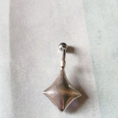 Navel piercing new with purple princess cut zircon, 925 silver