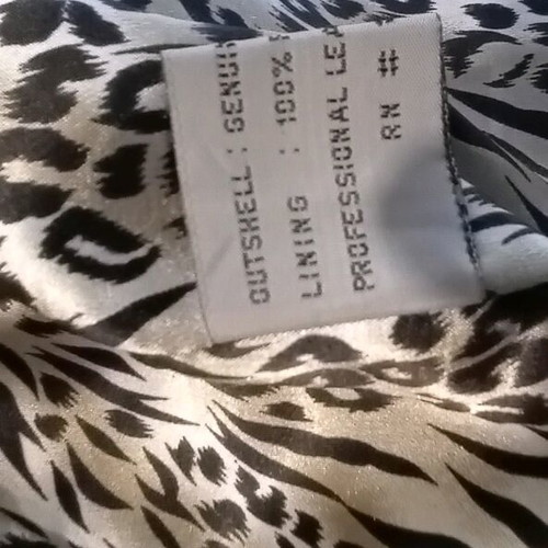 Women's leather biker jacket used, black, size S with leopard lining