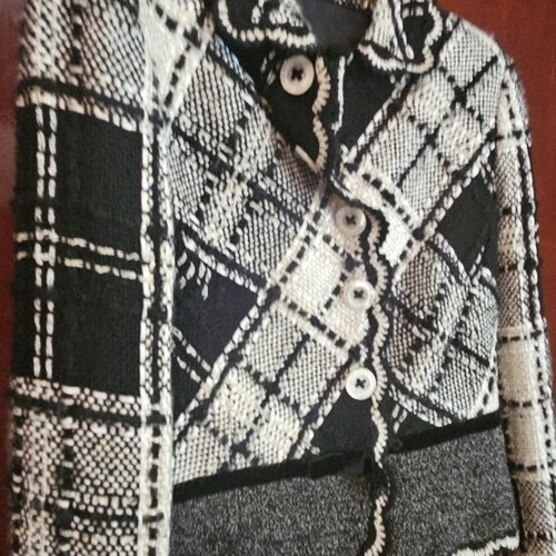 Regna Lange cardigan, black and white, cashmere, XL