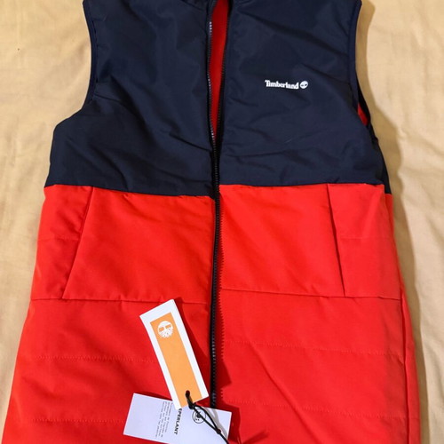 Timberland sleeveless reversible jacket new, orange and black