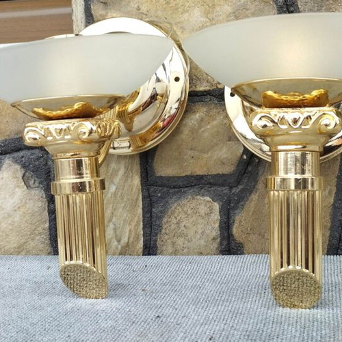 Brass gilded wall lights new, pair