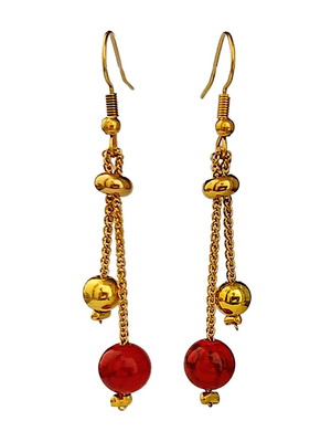 Cherry earrings new stainless steel with red chaoite stones